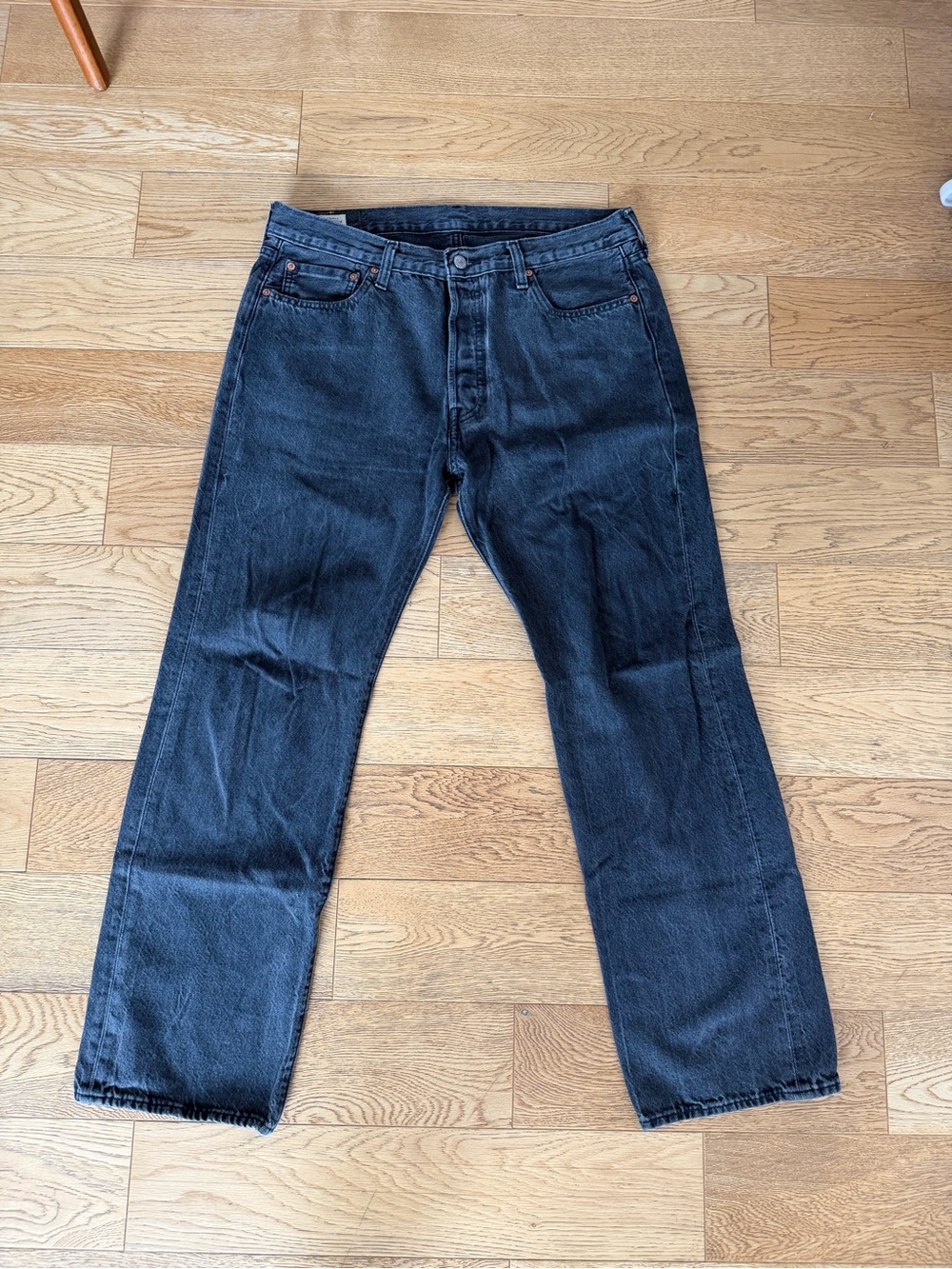 Levi’s Premium 501 Black Wash Straight Fit Vintage Sandblasted Non Stretch 36x32